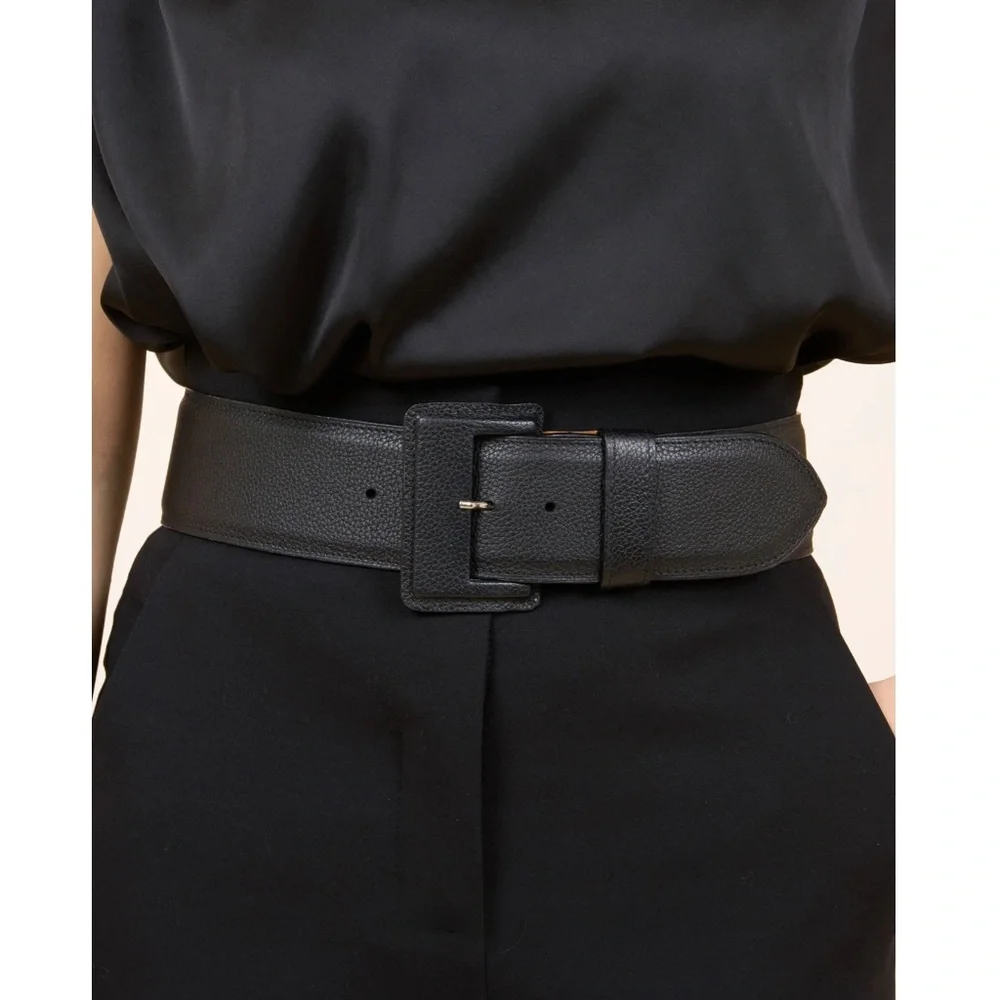 Vaincourt Paris La Merveilleuse Dark Blue Leather Belt
